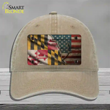 Maryland/American Flag Novelty License Plate Hat Unconstructed Cotton / Khaki