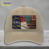 North Carolina/American Flag Novelty License Plate Hat Unconstructed Cotton / Khaki