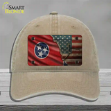 Tennessee/American Flag Novelty License Plate Hat Unconstructed Cotton / Khaki