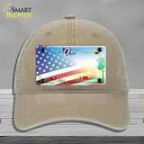 Ohio Birthplace with American Flag Novelty License Plate Hat Unconstructed Cotton / Khaki