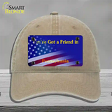 Pennsylvania Blue with American Flag Novelty License Plate Hat Unconstructed Cotton / Khaki