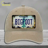 Bigfoot Oregon Novelty License Plate Hat Unconstructed Cotton / Khaki