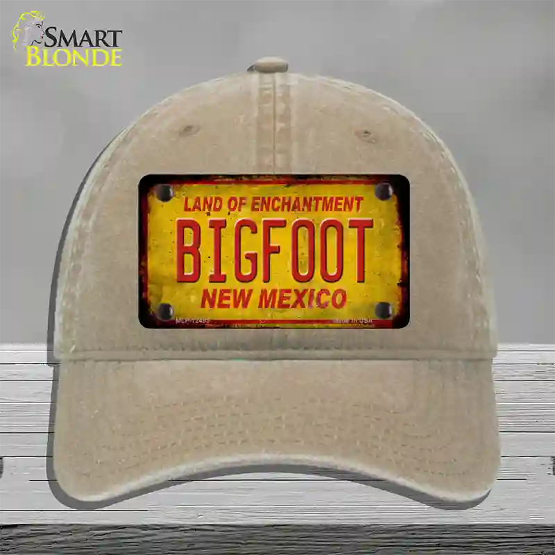 Bigfoot New Mexico Novelty License Plate Hat Unconstructed Cotton / Khaki