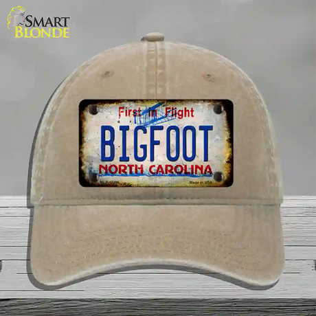 Bigfoot North Carolina Novelty License Plate Hat Tag Unconstructed Cotton / Khaki