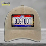 Bigfoot Ohio Novelty License Plate Hat Unconstructed Cotton / Khaki