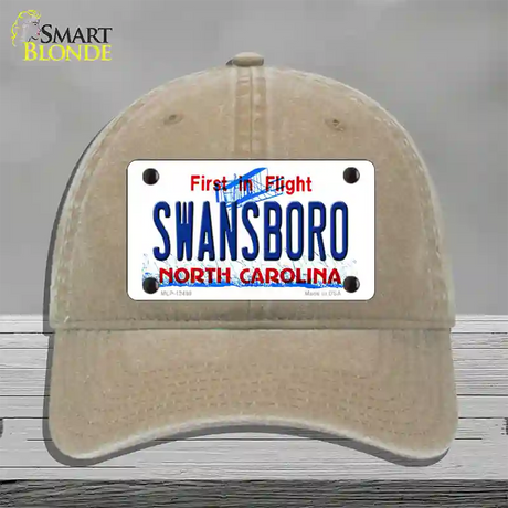 Swansboro North Carolina Novelty License Plate Hat Unconstructed Cotton / Khaki