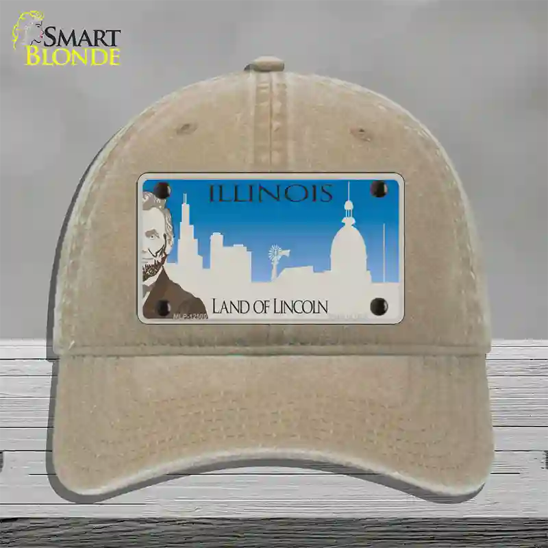 Illinois Blank Novelty License Plate Hat Unconstructed Cotton / Khaki