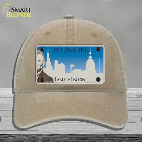 Illinois Blank Novelty License Plate Hat Unconstructed Cotton / Khaki