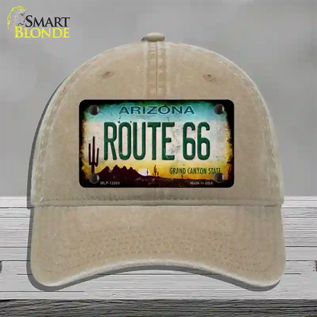 Route 66 Arizona Rusty Novelty License Plate Hat Unconstructed Cotton / Khaki