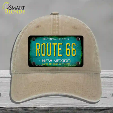 Route 66 New Mexico Rusty Novelty License Plate Hat Unconstructed Cotton / Khaki