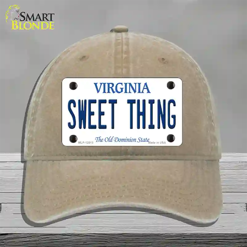 Sweet Thing Virginia Novelty License Plate Hat Unconstructed Cotton / Khaki