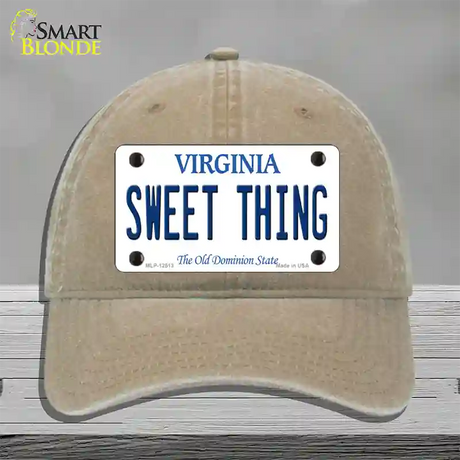 Sweet Thing Virginia Novelty License Plate Hat Unconstructed Cotton / Khaki