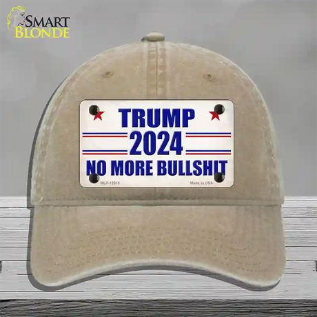 Trump 2024 No More Bullshit Novelty License Plate Hat Unconstructed Cotton / Khaki