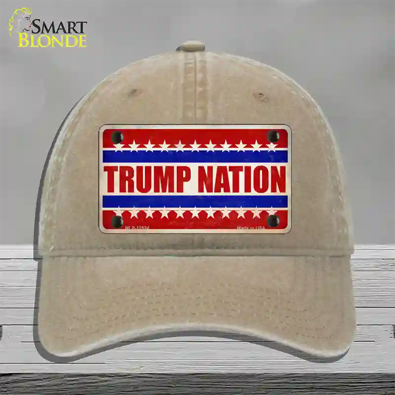 Trump Nation Novelty License Plate Hat Unconstructed Cotton / Khaki