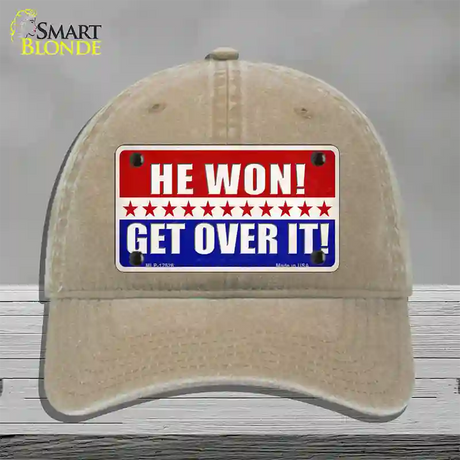 Trump Won Get Over It Novelty License Plate Hat Unconstructed Cotton / Khaki