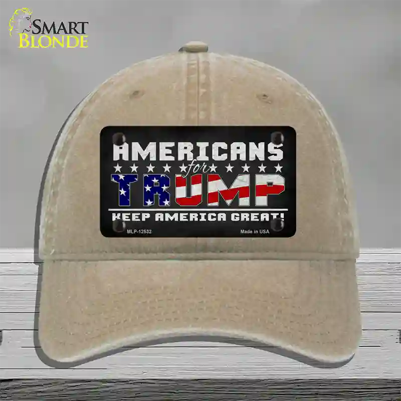 Americans For Trump Novelty License Plate Hat Unconstructed Cotton / Khaki