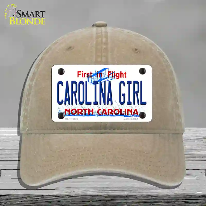 Carolina Girl North Carolina Novelty License Plate Hat Unconstructed Cotton / Khaki