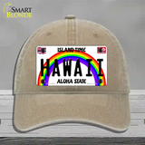 Hawaii Novelty License Plate Hat Unconstructed Cotton / Khaki