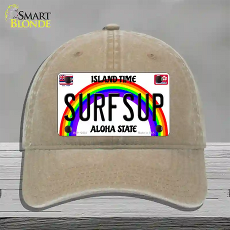 Surfsup Hawaii Novelty License Plate Hat Unconstructed Cotton / Khaki