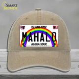 Mahalo Hawaii Novelty License Plate Hat Unconstructed Cotton / Khaki