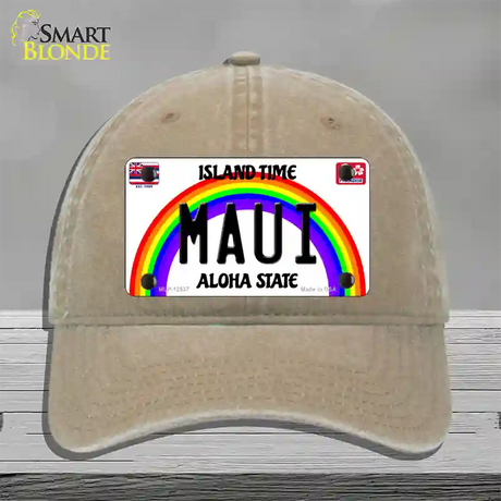 Maui Hawaii Novelty License Plate Hat Unconstructed Cotton / Khaki