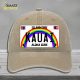 Kauai Hawaii Novelty License Plate Hat Unconstructed Cotton / Khaki