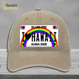 I Love Hawaii Novelty License Plate Hat Unconstructed Cotton / Khaki