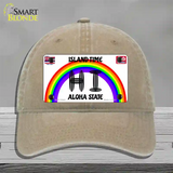 Hawaii Surfboard Novelty License Plate Hat Unconstructed Cotton / Khaki