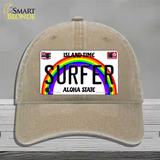 Surfer Hawaii Novelty License Plate Hat Unconstructed Cotton / Khaki