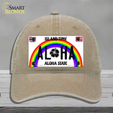 Aloha Hawaii Island Time Novelty License Plate Hat Unconstructed Cotton / Khaki