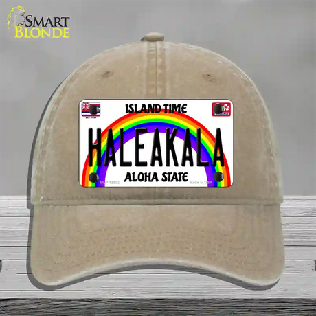 Haleakala Hawaii Novelty License Plate Hat Unconstructed Cotton / Khaki