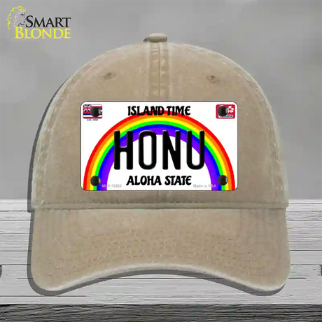 Honu Hawaii Novelty License Plate Hat Unconstructed Cotton / Khaki