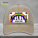 Waikiki Hawaii Novelty License Plate Hat Unconstructed Cotton / Khaki