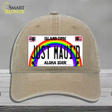 Just Mauid Hawaii Novelty License Plate Hat Unconstructed Cotton / Khaki