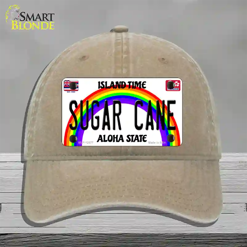 Sugar Cane Hawaii Novelty License Plate Hat Unconstructed Cotton / Khaki