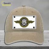 Route 66 Shield Emblem Novelty License Plate Hat Unconstructed Cotton / Khaki