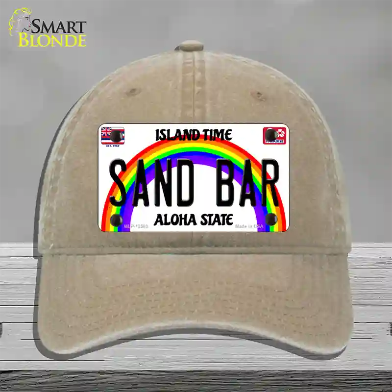 Sand Bar Hawaii Novelty License Plate Hat Unconstructed Cotton / Khaki