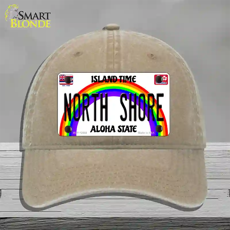 North Shore Hawaii Novelty License Plate Hat Unconstructed Cotton / Khaki