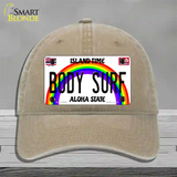 Body Surf Hawaii Novelty License Plate Hat Unconstructed Cotton / Khaki