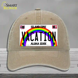 Vacation Hawaii Novelty License Plate Hat Unconstructed Cotton / Khaki