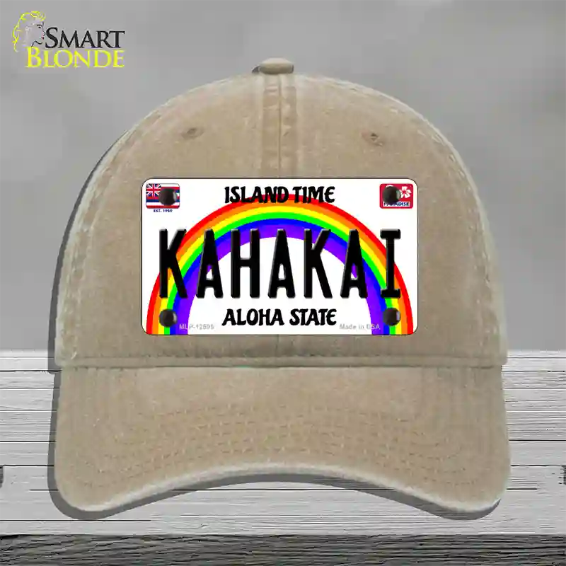 Kahakai Hawaii Novelty License Plate Hat Unconstructed Cotton / Khaki