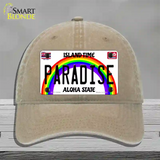 Paradise Hawaii Novelty License Plate Hat Unconstructed Cotton / Khaki