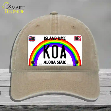 Koa Hawaii Novelty License Plate Hat Unconstructed Cotton / Khaki