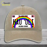 Hau Oli Hawaii Novelty License Plate Hat Unconstructed Cotton / Khaki