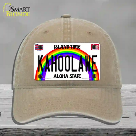 Kahoolawe Hawaii Novelty License Plate Hat Unconstructed Cotton / Khaki