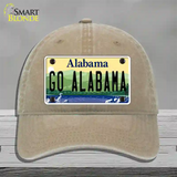 Go Alabama Novelty License Plate Hat Unconstructed Cotton / Khaki