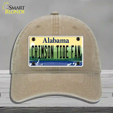 Crimson Tide Fan Novelty License Plate Hat Unconstructed Cotton / Khaki