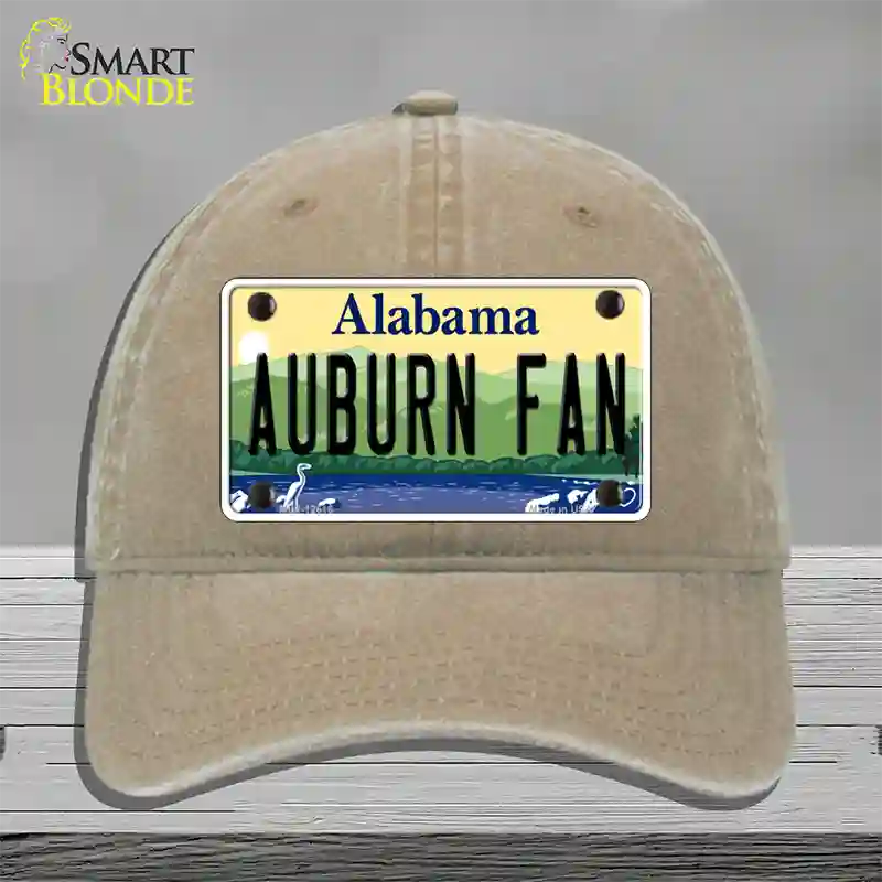 Auburn Fan Novelty License Plate Hat Unconstructed Cotton / Khaki