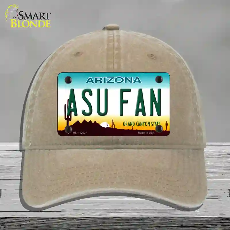 Arizona State Fan Novelty License Plate Hat Unconstructed Cotton / Khaki