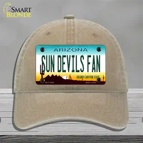 Sun Devils Fan Novelty License Plate Hat Unconstructed Cotton / Khaki